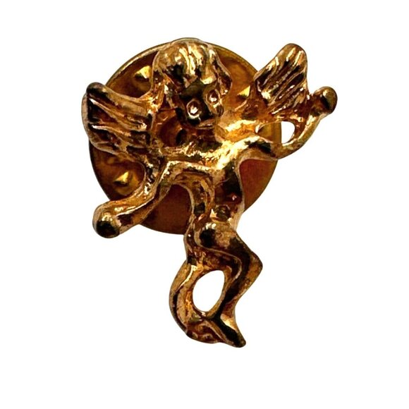 Gold Tone Angel Lapel Pin Tie Tack With Secure Clutch Back Guardian Angel - Picture 2 of 5